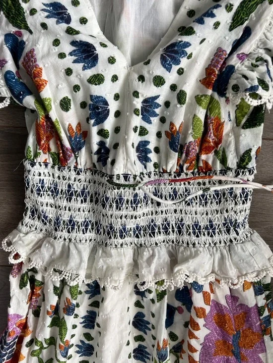 FARM Rio White Maxi Dress with Multicolor Floral Embroidery - Picture 4 of 10